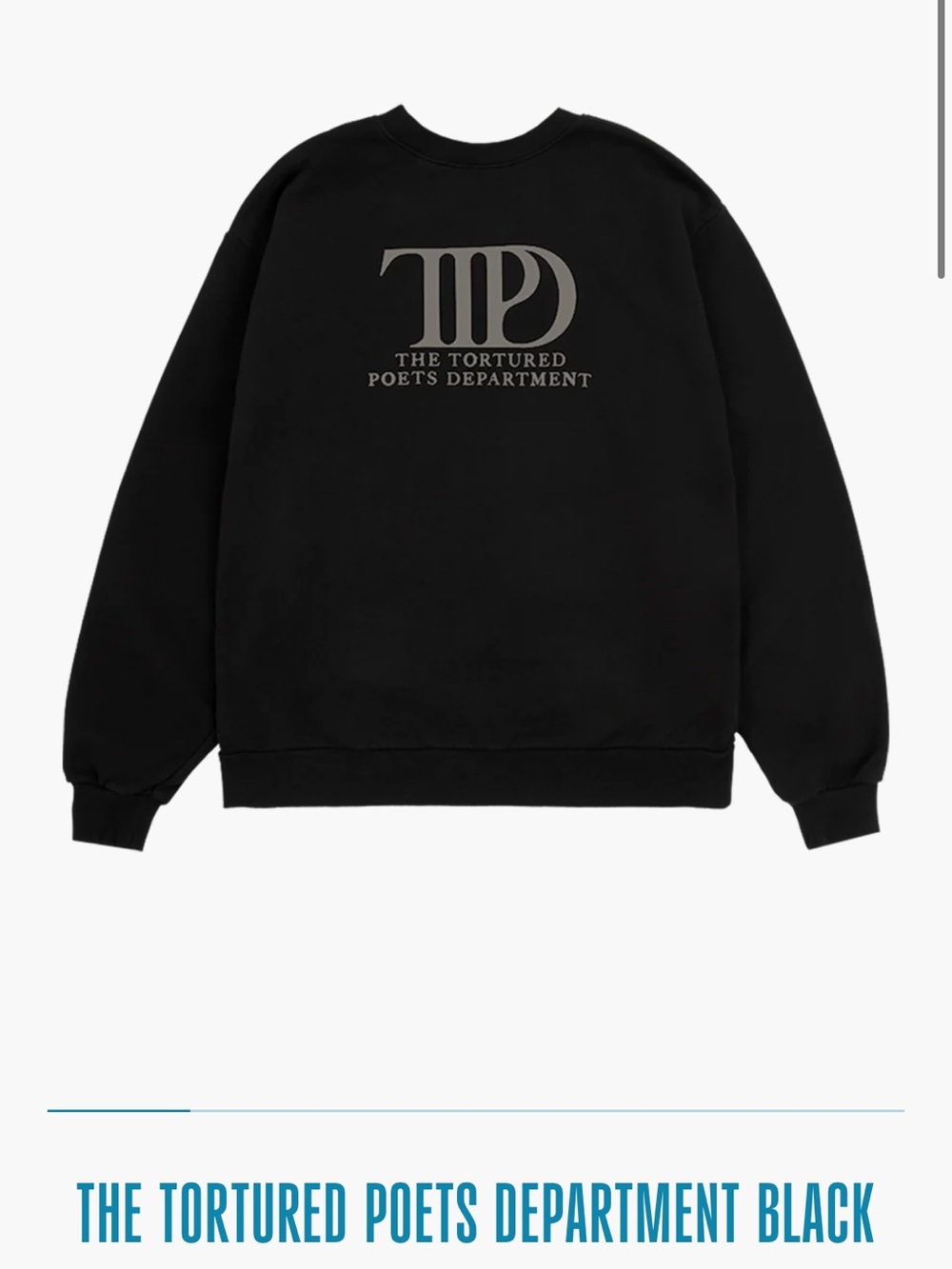 Taylor Swift Torturted Poets Dept Black Crewneck XXL